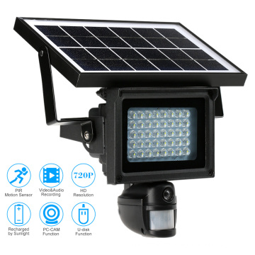 Solar powered CCTV IP PIR lamp HD cameras wireless with LED floodlight